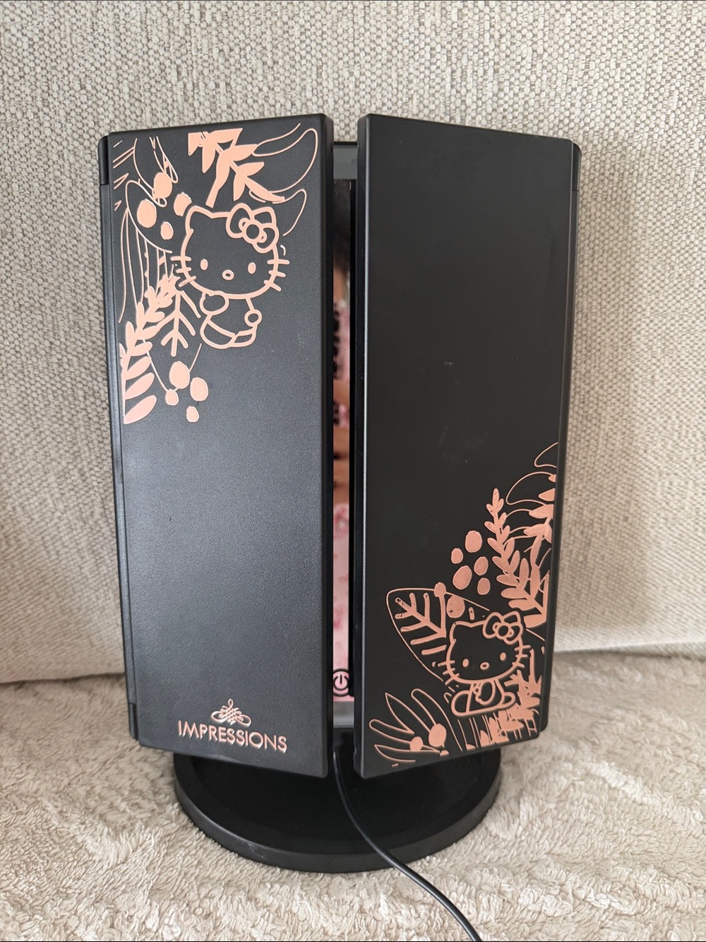 Impressions Black Vanity Mirror with Rose Gold Hello Kitty Accents